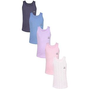 TupTam Meisjes Katoenen Onderhemd 5 Pack Tank Top Mouwloos Kinderen, Harten Blauw Roze Purper Ecru Violet, 158-164