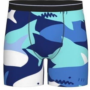 GRatka Boxer slips, heren onderbroek boxershorts, been boxer slips grappig nieuwigheid ondergoed, blauwe haai camo, zoals afgebeeld, XL
