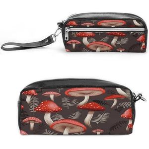 MNVTSKOP Rode Paddestoelen Make-uptas Kleine Cosmetische Reistas Draagbare Briefpapier Organizer voor Vrouwen Leraar