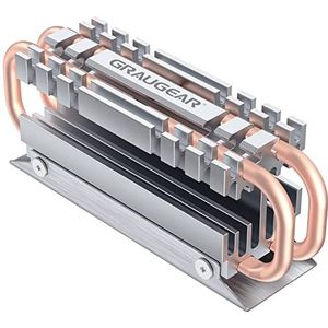 GRAUGEAR M.2 2280 NVMe SATA SSD Heatsink, Direct Touch Heatpipe, Dual Copper Heat Pipes, Aluminium Plaatvin Ontwerp, 2 Thermische Geleidbaarheid Pads incl., 1.35"" Hoogte [G-M2HS06]