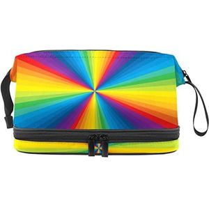 Grote capaciteit reizen cosmetische tas,abstracte vortical regenboog, make-up tas, waterdichte make-up tas organisator, Meerkleurig, 27x15x14 cm/10.6x5.9x5.5 in