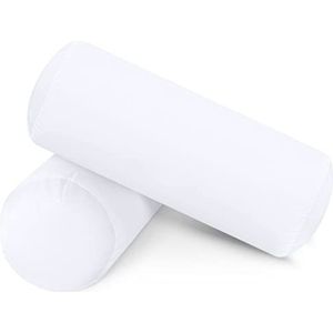 Utopia Bedding Bolster Kussen, Rond Steunkussen, Cilinder Kussen, Perfect voor reis (2, Wit, 15x40 cm)