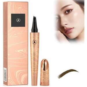 Magic Eyebrow Pencil, 3d Microblading Eyebrow Tattoo Pencil 4 Fork Tip, Natural Makeup Fine Stroke Eyebrow Pencil, New Waterproof Magic Eyebrow Pencil (Dark Brown)