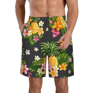 Tropische Ananas Hawaiiaanse Print Heren Zwemmen Board Shorts Zwembroek Trunks Badmode Sneldrogende Surfen Strand Essentiële Zomer, Tropische Ananas Hawaïaans, XXL