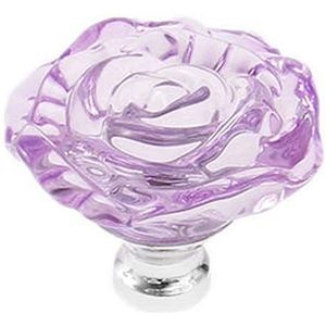 Kristallen knop, kristallen trekgreep, 1 stuk rode roos vorm kristalglas kastknop kast lade trekgreep/geweldig for kast-, keuken- en badkamerkasten, luiken, enz. (Color : Purple, Size : 5pcs)