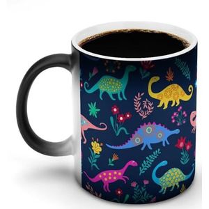 Leuke Dinosaurs Yard Leuke Grafische Koffie Cup Met Handvat Hot Veranderende Keramische Reizen Mok Voor Home Office