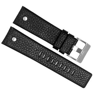 dayeer Klinknagel Koeienhuid Lederen horlogeband voor Diesel DZ7395 DZ7370 DZ7257 DZ7430 Horlogeband voor Mannen Vrouwen (Color : Black Silver Rivet, Size : 28mm)