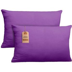 NatureMark 2-pack jersey kussensloop kussenslopen zijslaper nekkussen vele maten en kleuren OEKO-TEX (40 x 60 cm (nekkussen geschikt), paars)