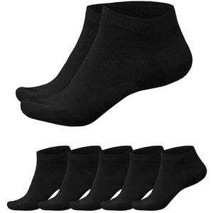 SGS Comfortabele bamboe sneakersokken voor dames en heren, zachte piqué band, bamboe sokken, zwart tegen zweet, geurkiller, verpakking van 5 of 10 stuks, 5 x zwart, 47/50 EU