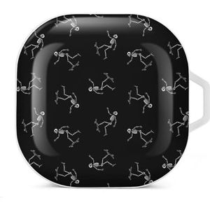 Skelet met Skateboard Oordopjes Case Compatibel met Samsung Hard Shell Beschermhoes Wit-Stijl