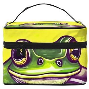 Frog in A Pond Travel Cosmeticatas, reistas, toilettas, cosmeticatas, voor dames en heren, geschikt voor cosmetische toiletartikelen, Zwart, Eén maat