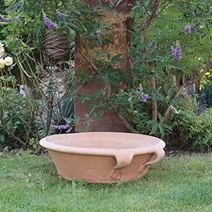 Kreta keramiek | grote terracotta plantenschaal waterschaal mini-vijver 50 cm, winterharde plantenbak voor tuin, terras, buiten, Crocus 50 cm
