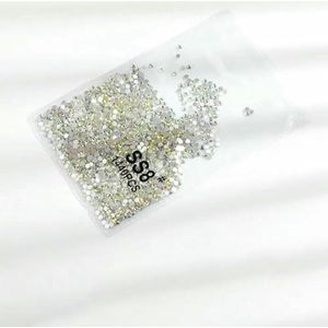 Helder AB/Wit Glas Nail Art Decoraties ss3 ss4 ss5 ss6 ss8 ss10 ss16 ss20 Glas Non HotFix Nail Art Strass-SS8 Crystal AB