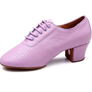 SDEQA Moderne dansschoenen voor damesmeisjes Low Heel Training Ballet Jazz Shoes Gesloten Toe Latin Salsa Tango Dance Shoes,Purple a,40 EU