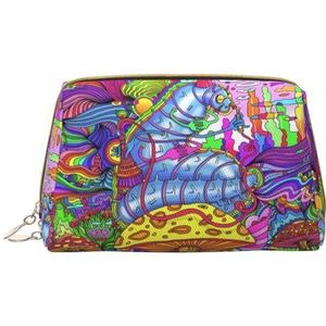 Rook spons rits sluiting lederen draagbare waterdichte make-up tas voor thuis reizen voor het organiseren van toiletartikelen diversen, wit, Eén maat, Wit, En storlek