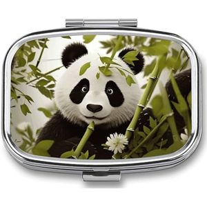 Panda Pillenetui met 2 compartimenten, pillenorganizer, draagbare vierkante pillendoos, vitaminepillenorganizer voor zakportemonnee en reizen