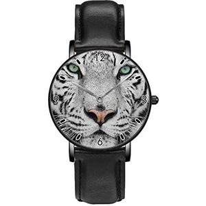 Witte Tijger Horloges Persoonlijkheid Business Casual Horloges Mannen Vrouwen Quartz Analoge Horloges, Zwart