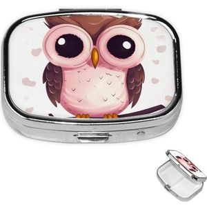 Rechthoekige pillendoos met pillendoos met 3 compartimenten om schattige uil pillendoos kleine pillenorganizer waterdicht klein pillendoosje voor op reis pillencontainers voor medicatieplanner