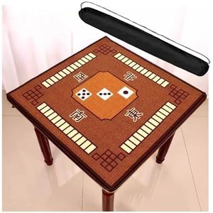 Mahjongg Mat Polyester Mahjong Tafelmat Met Draagtas, Antislip En Ruisonderdrukking Poker Domino's Spelmat Tafelkleed Met Rubberen Achterkant (Color : Brown, Size : 32.7x32.7inch)