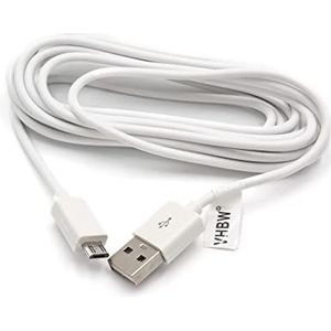 vhbw Universele micro-USB-kabel (standaard USB type A naar Micro-USB) compatibel met diverse apparaten - 300 cm, wit