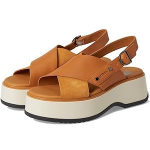 Sorel Dayspring Crisscross Sandaal met hak voor dames, Canyon Goud Zwart, 37 EU