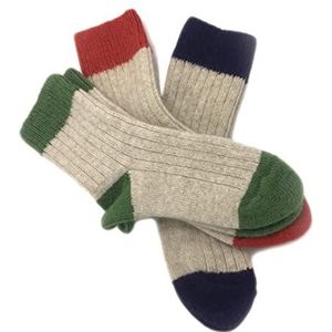 PASINI FASHION Giotto Kindersokken, 3 paar, dun, zacht en warm, verkrijgbaar in verschillende kleuren, 1 paar groen, 1 paar rood, 1 paar blauw, 31-34