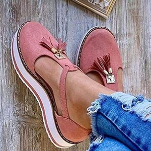 Sandalen voor Dames Plateau Wedge Espadrilles Kwastje Leren Sandaal Verstelbare Enkelband Gesloten teen Wedge Sandaal Ronde Neus Mary Jane Schoenen Vintage Strandsandalen (Roze 40 EU)