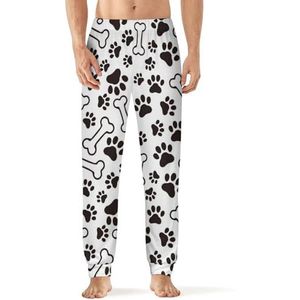 Hondenpoot en strik heren pyjama broek zachte lounge bodems met zak slaapbroek loungewear