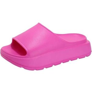 UBOHUZ Zomer Strand Dikke Zool Slippers Vrouwen Indoor Home Slides Vrouw Lichtgewicht Antislip Badkamer Slippers Voor Badkamer, Zwembad, rozerood, 36/37 EU