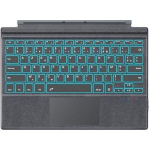 MoKo Frans toetsenbord, compatibel met Microsoft Surface Pro 7 Plus/Pro 7/Pro 6/Pro 5/Pro 4/Pro 3, AZERTY-toetsenbord met touchpad, led-achtergrondverlichting, 7 kleuren, oplaadbare batterij