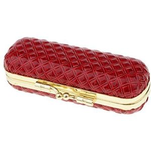 Lederen Lipstick Lipgloss Case Opbergdoos Balsem Houder met Spiegel Rood, Rood, as described, als beschrijving