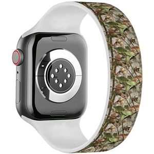 Solo Loop Band Compatibel met All Series Apple Watch 42/44/45/49mm (Realistische Bos Camouflage) Elastische Siliconen Band Strap Accessoire, Siliconen, Geen edelsteen