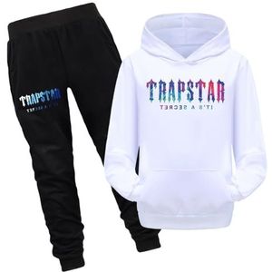 Trapstar T-shirtshort voor jongens,2-delig Trapstar trainingspak voor jongensmeisjes,Korte zomer katoenen shorts,110-170,korte mouwen,Casual unisex sweatshirtset(Color:1,Grootte:160)