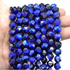 Diamant gefacetteerde lapis lazuli blauwe tijgeroog kralen DIY armband ketting natuursteen voor sieraden maken Strand 15 ""6, 8, 10MM-6mm-ongeveer 62 stuks