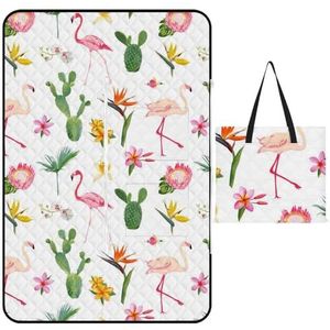 Tropische Flamingo Zomer Patroon Picknick Deken Outdoor Strand Waterbestendig Mat Tote Lente Zomer Camping Wandelen Reizen Park Dekens 40"" X 60