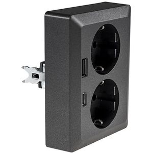Presa MILOS con protezione Schuko Presa doppia a 2 vie 1 su 2 installazione da incasso in scatola da incasso 250V~/16A con USB-A USB-C PD antracite