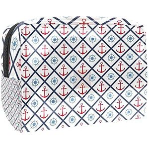 Waterdichte cosmetische tassen, Rode abstracte geometrische patroon reizen cosmetische tassen, multifunctionele draagbare make-up tassen, reizen cosmetische tas organizer voor vrouwen