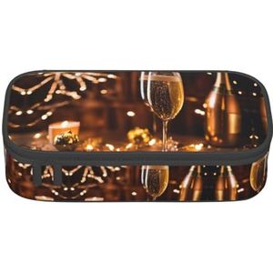 TTYDOKLA Wijnbeker Print Etui Multifunctionele Potlood Pouch Esthetisch Aangenaam Pouch Voldoende Opbergruimte, Zwart, Eén maat, Sleutelbehuizing