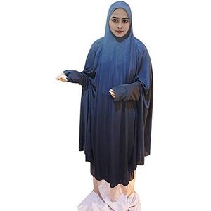 Desert Dress Overhead Abaya Dames Dames Meisjes Gebedskleren Hajj Umrah Salah Losse Een Stuk Reizen (Blauw), Blauw, Eén maat