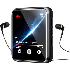 Full touch screen Bluetooth 5.0 MP3-speler, 16 GB hifi verliesvrij geluid, MP3-muziekspeler met luidspreker, voice recorder, line-in opname, FM-radio, e-book en stappenteller, ondersteunt tot 128 GB
