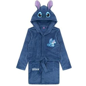 Disney Lilo & Stitch badjas voor meisjes, fleece ochtendjas met capuchon en oren, huisjas, maat 128 tot 176 cm, donkerblauw, 140