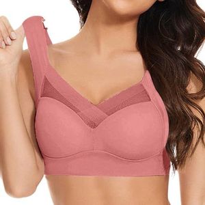 OwkHome Push-up Comfortbeha For Dames - Volledige Dekking Zonder Beugel, Naadloze Bralette Met Ondersteuning, Geschulpte V-hals, Dagelijkse Beha(H4-brick Red,2X-Large)