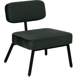 LOLAhome Lage stoel, groen, stof en metaal, 58 x 59 x 71 cm