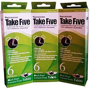 Dongsung Take Five Haarverf Grijs Dekking No.6 Donkerbruin Geurvrij Geen Ammoniak Bevat Tahitiaanse Zwarte Parel Extracten, UV-bescherming, Vitamine C (Pack van 3)