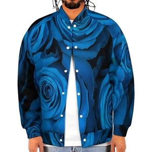 Mooie Blauwe Rozen Grappige Mannen Baseball Jacket Gedrukt Jas Zacht Sweatshirt Voor Lente Herfst