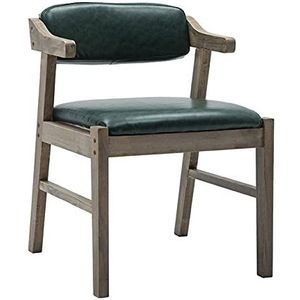 GEIRONV Moderne Eetkamerstoel,Simpel en Modern PU-leer Massief Houten Stoel Koffieshop Bureau Woonkamer Slaapkamer Lounge Stoel Eetstoelen (Color : Green, Size : Dust color)