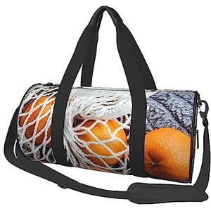 Verspreide Oranje Vruchten Reizen Duffel Bag Gym Tote Bag Lichtgewicht Bagage Tas Voor Weekender Sport Vakantie, Zwart, Eén maat