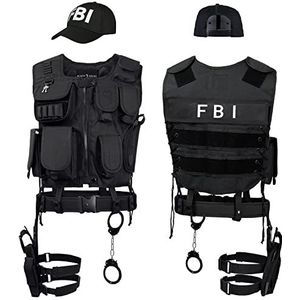 Black Snake® SWAT FBI Politie Security kostuum voor vrouwen en mannen | Halloween of carnaval kostuum met vest, pistool holster, baseballpet en meer - XS/S - FBI