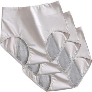 Incontinentie-ondergoed, menstruatieondergoed for dames, lekvrije beschermende slips, wasbaar urine-incontinentie-ondergoed for dames, katoen, herbruikbaar, 3 stuks (Color : Gray, Size : L)