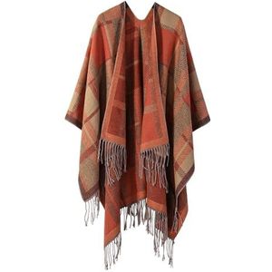 UBOHUZ Kasjmier Poncho Vrouwen Man Jacquard Sjaal Winter Warme Sjaal Cape Deken Stola Mantel Voor Lente Herfst Winter, Oranje01, One size